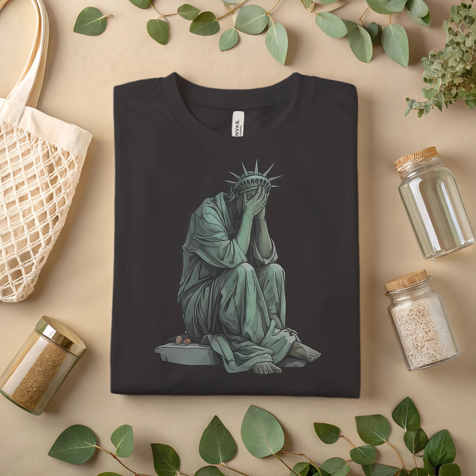 Crying Statue of Liberty T-Shirt – Political Satire Graphic Tee A119