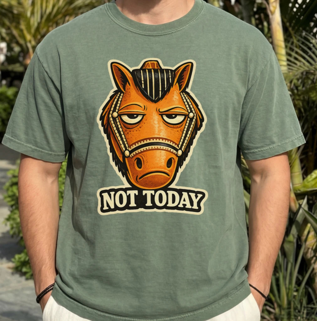 Funny Sarcastic Humor Horse Tee Introvert Not Today T Shirt Antisocial Gift Idea