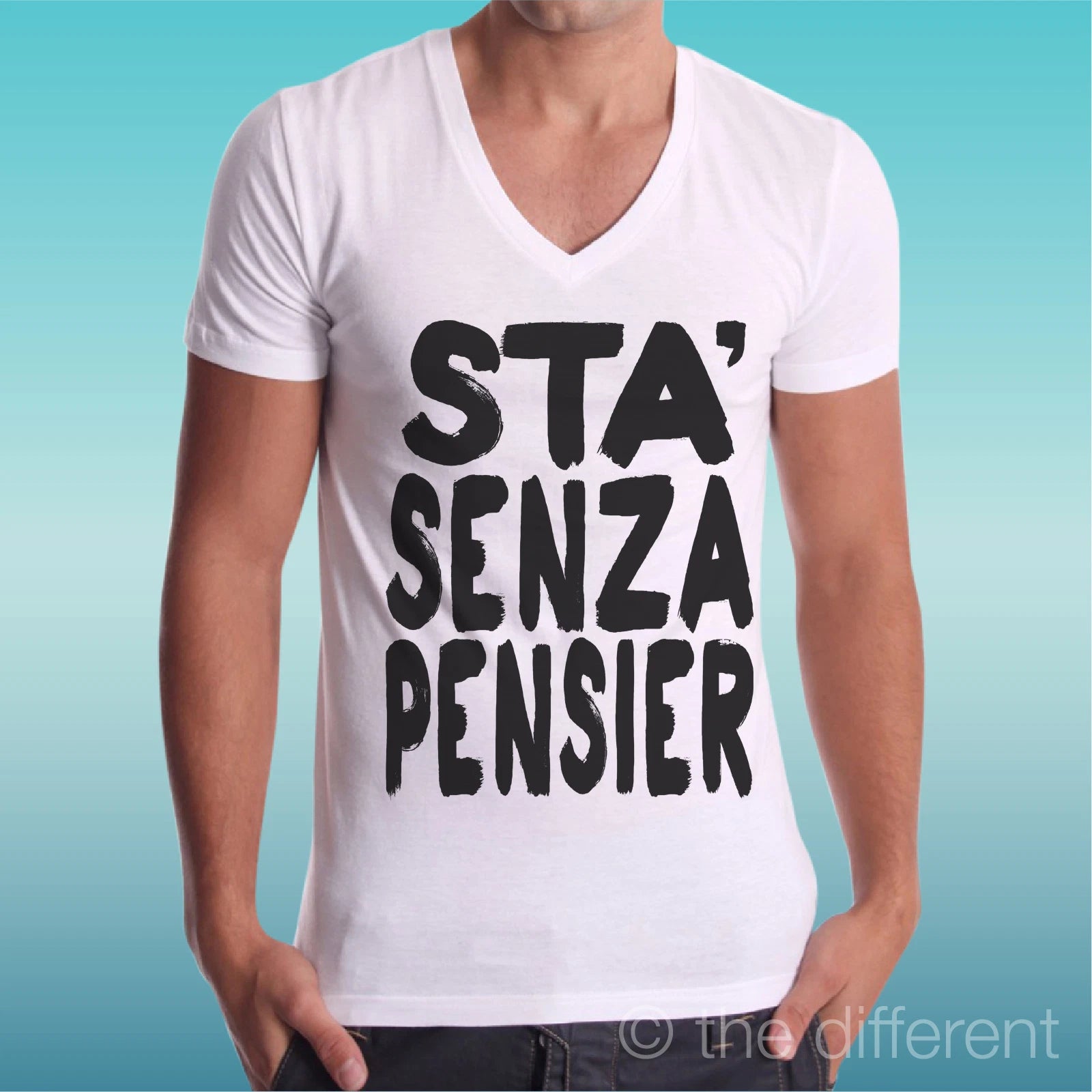 Men's V Neck T-Shirt Gomorrah Stay Carefree Gift Idea Road To Happiness