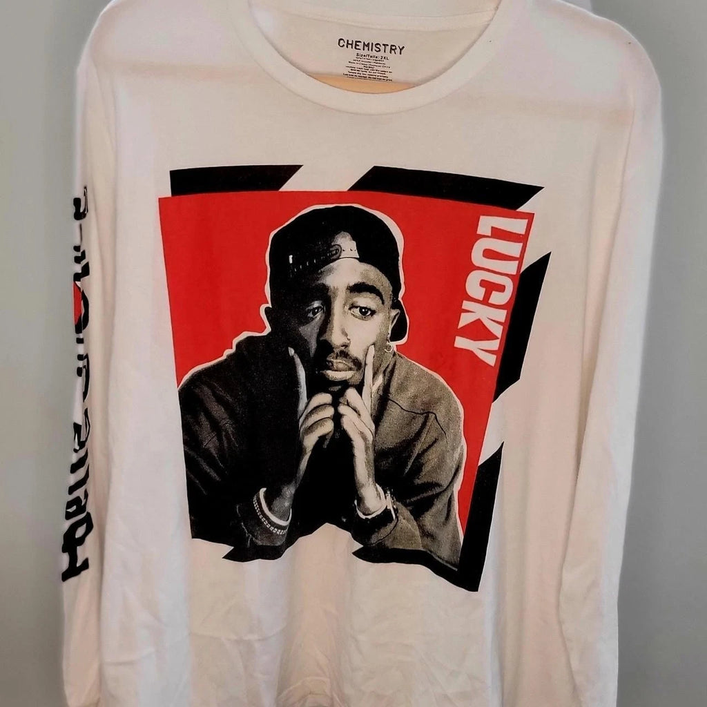 Poetic Justice Graphic Long Sleeve T-Shirt Men's Size 2XL Tupac