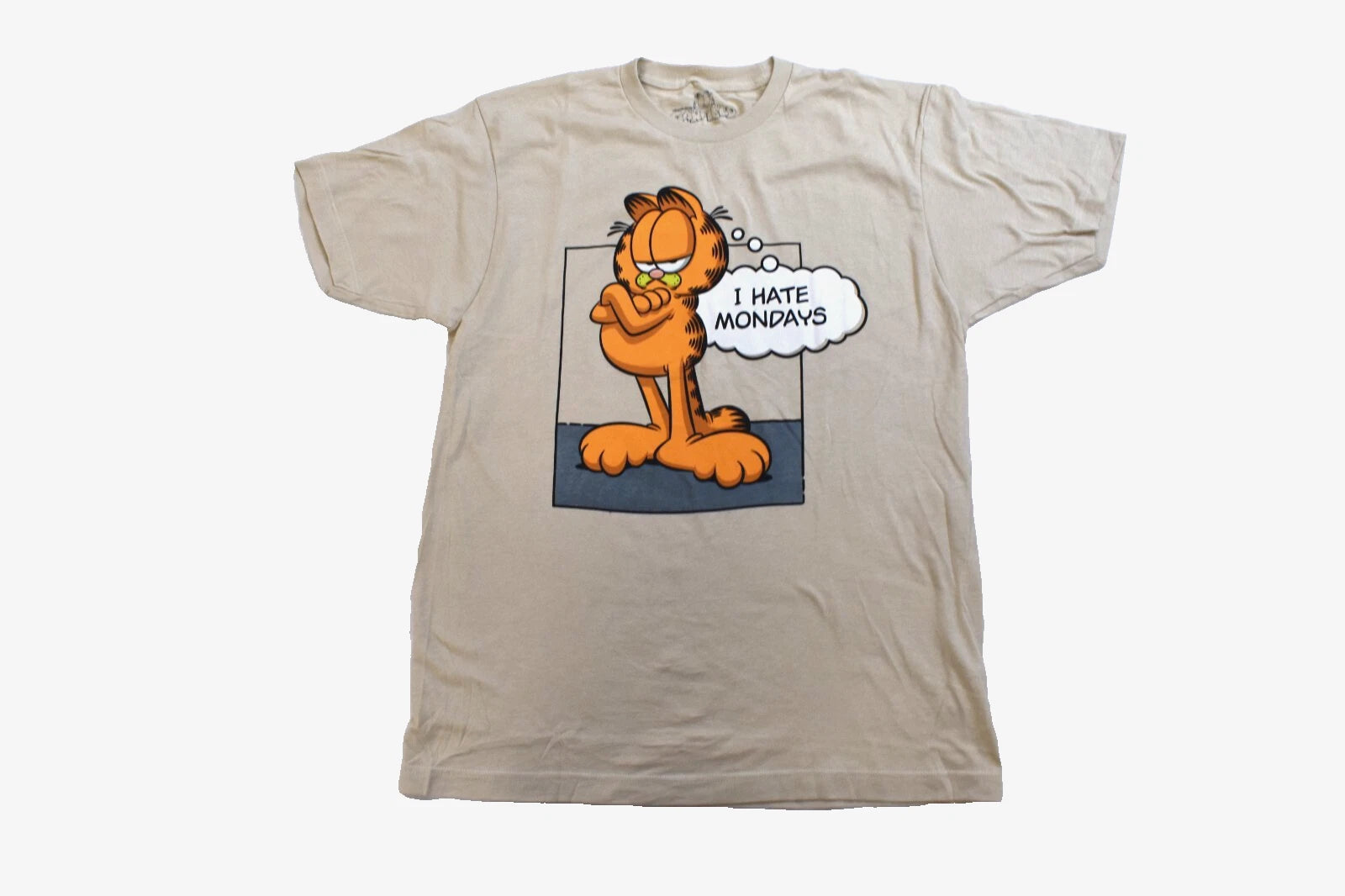Garfield Mens I Hate Mondays Funny Cartoon Cat Tan Shirt New 2XL