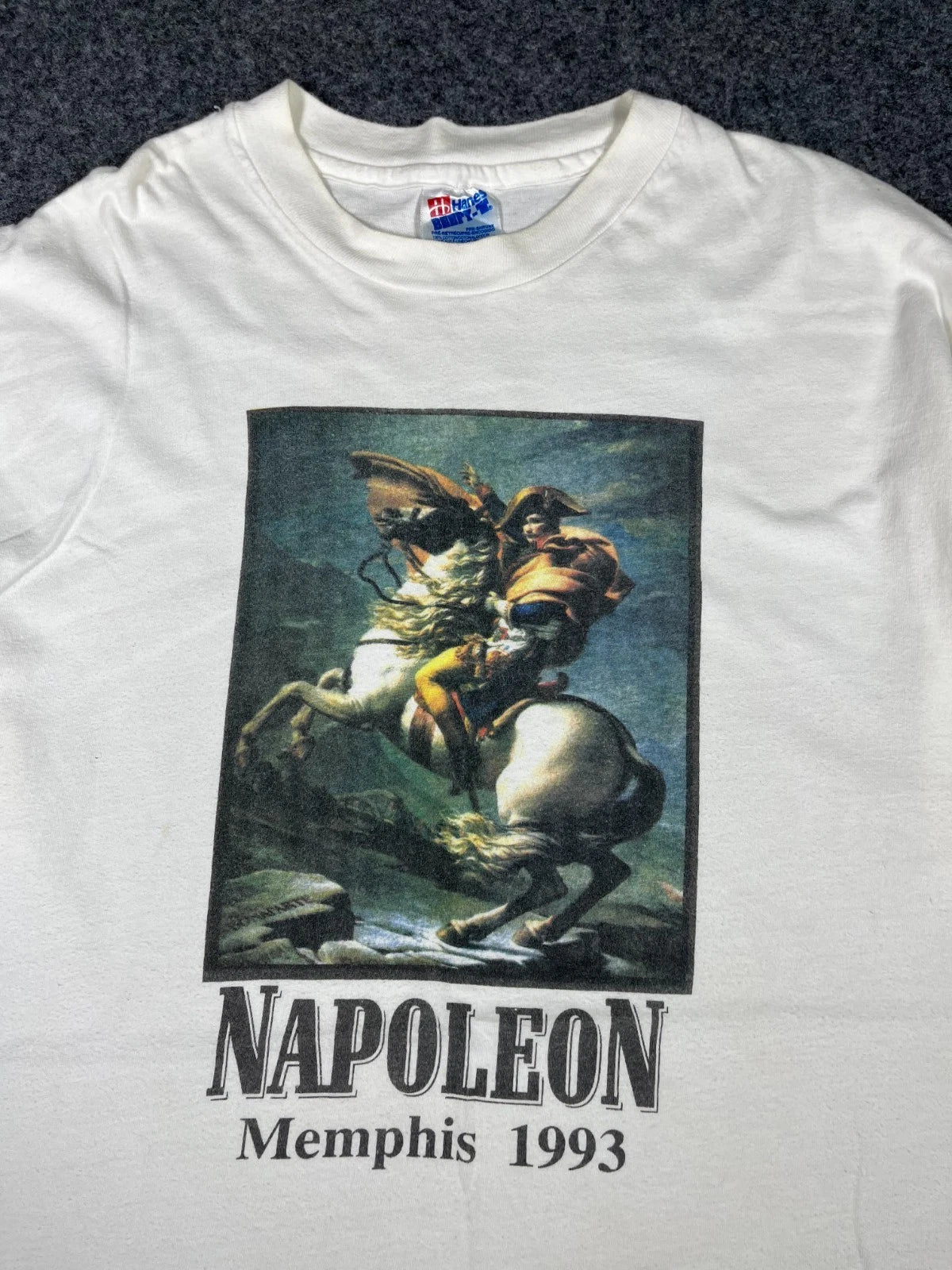 Vintage 90s Napoleon Memphis Exhibition Promo T-Shirt White Hanes Single Stitch