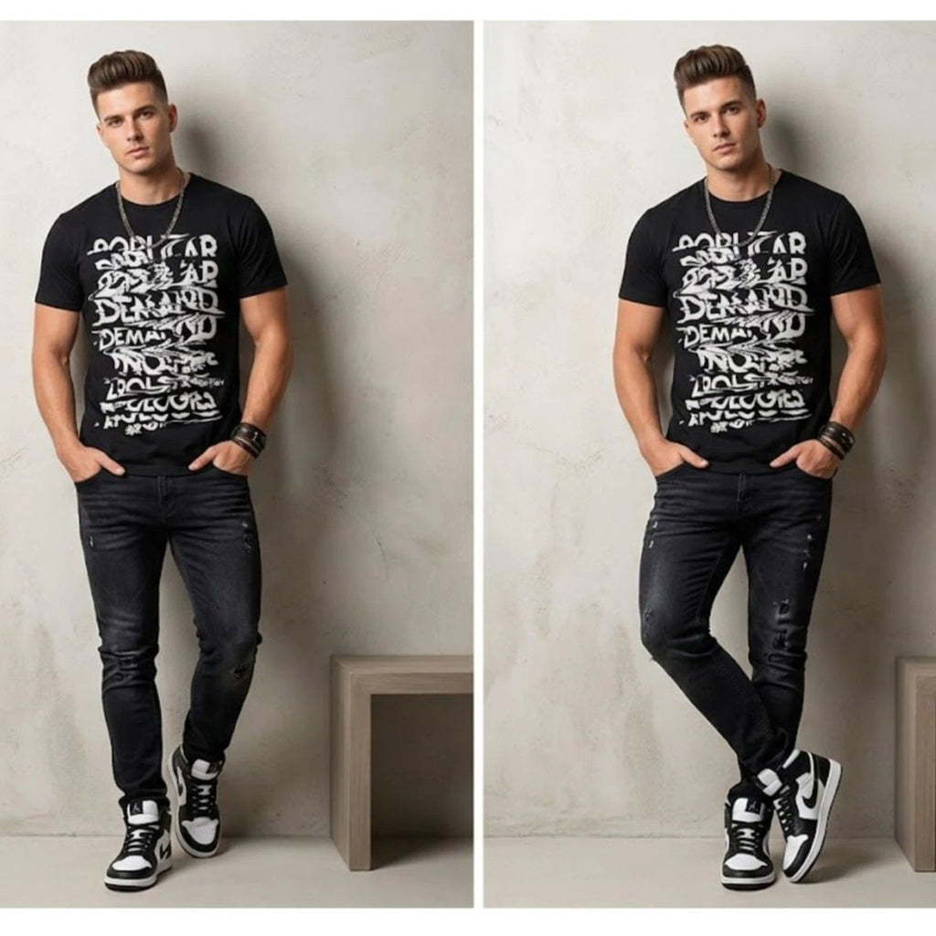 Men’s Popular Demand size XL Black graphic tee with white text #y2k #2010’s  #g