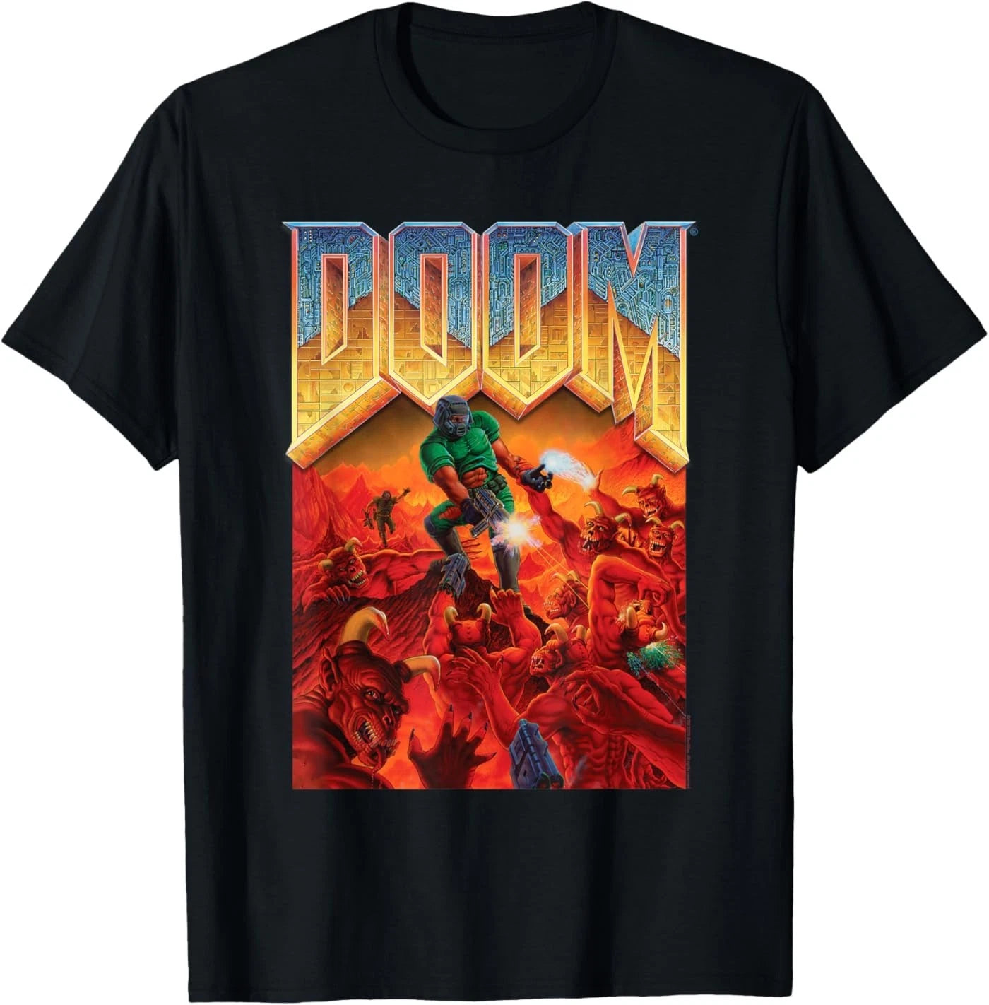 Doom 1993 Full Color Cover Art Retro Video Game T-Shirt