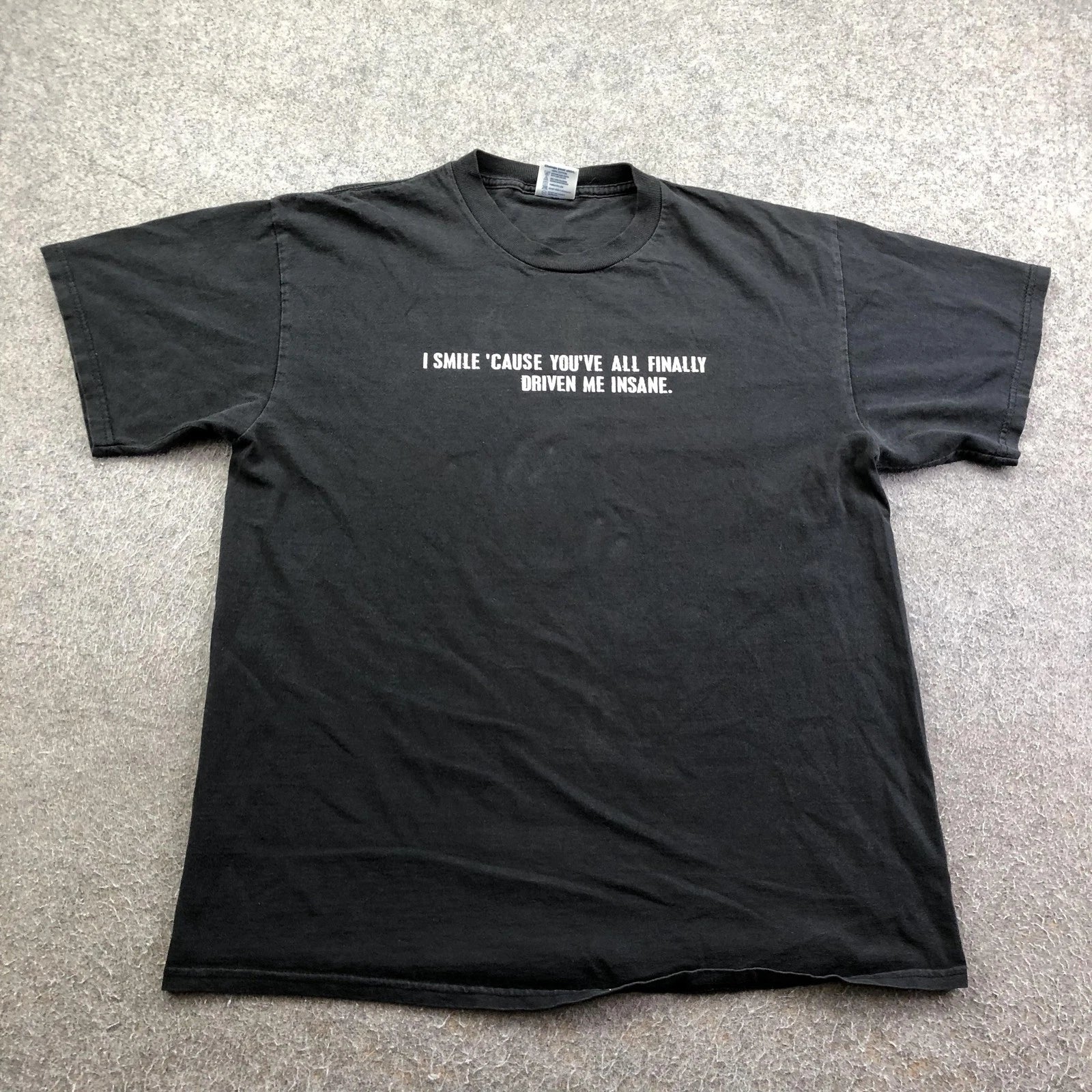 Vintsge Delta Shirt Mens Large Black I Smile Driven Insane Graphic Funny Humor