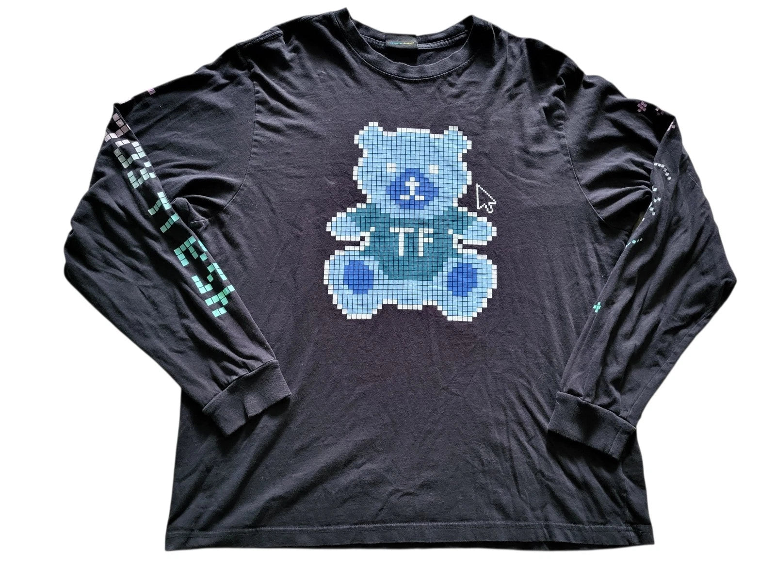 Teddy Fresh MEN'S Pixel Teddy Long Sleeve T-Shirt - Black - Size XL- Rare