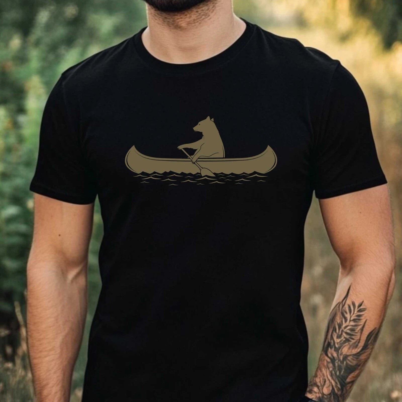 Mens Kayak Canoe Nature Motif Cotton T-Shirt Size XS to 5XL