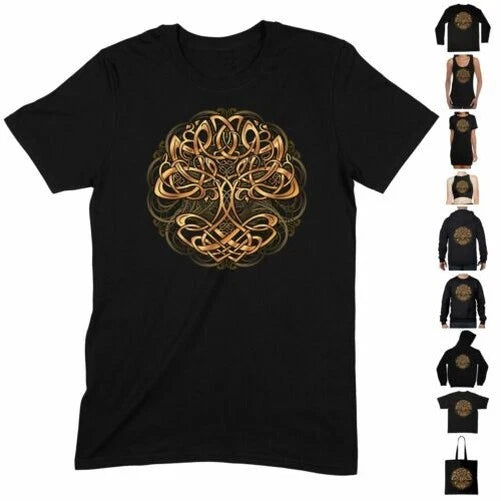 Yggdrasil Árbol De La Vida Camiseta Wicca Celta Boho Viking Negra