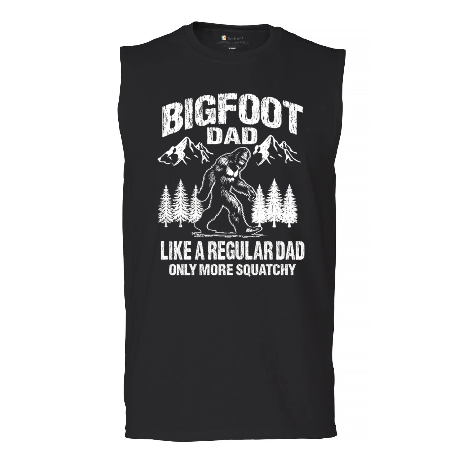 Bigfoot Dad Muscle Shirt Fun Daddy Sasquatch Dad Joke Yeti Father's Day Men's