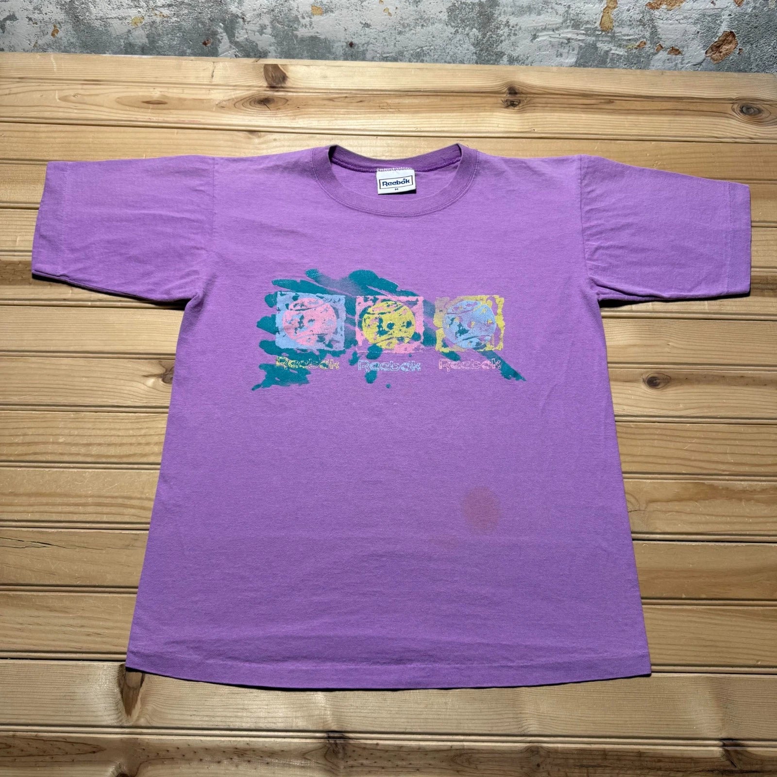 Vintage 90s Reebok Tennis Ball Pop Art Splash Sports Graphic Shirt Men's Medium