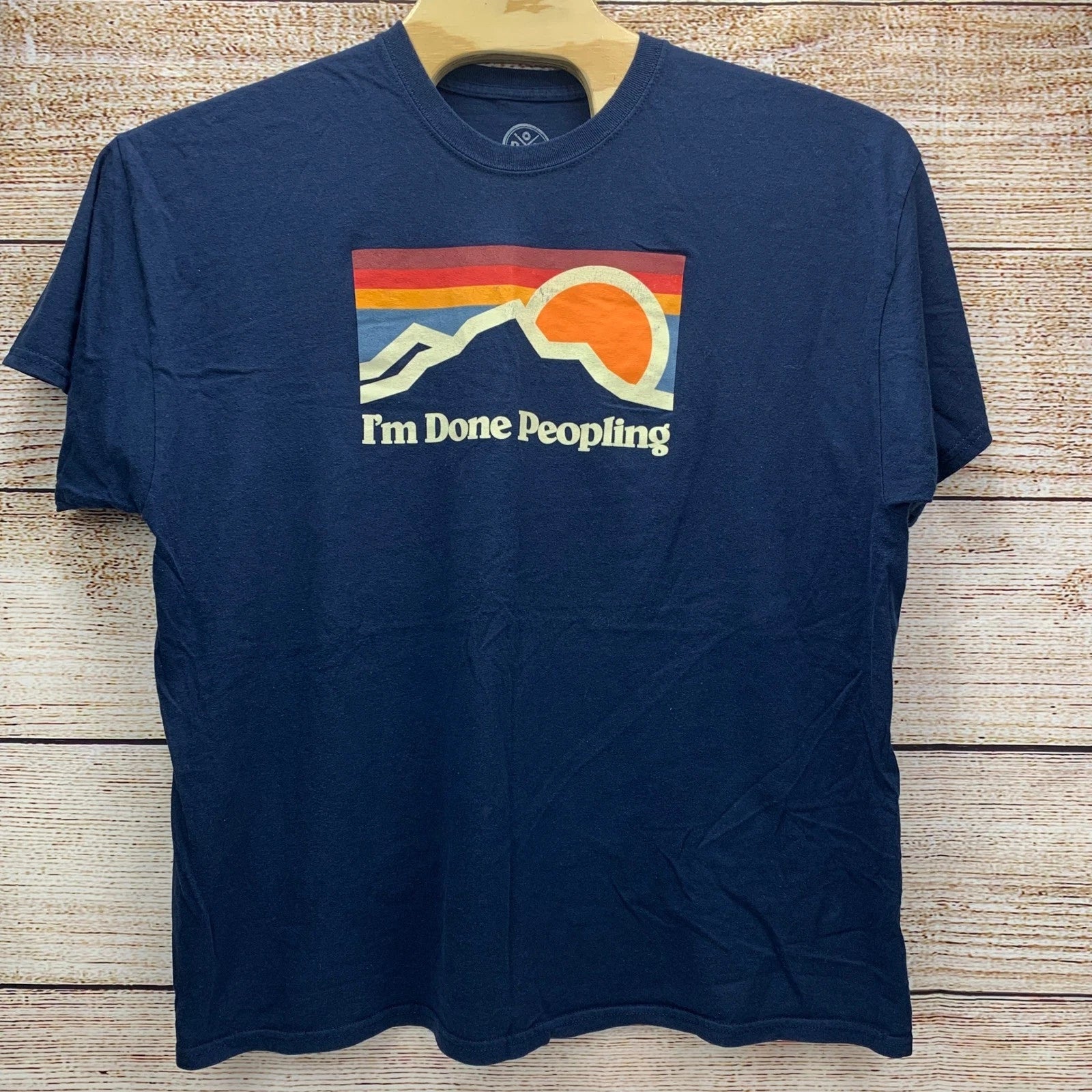 DOM 2XL T Shirt Im Done Peopling Graphic Tee Blue Cotton Mens