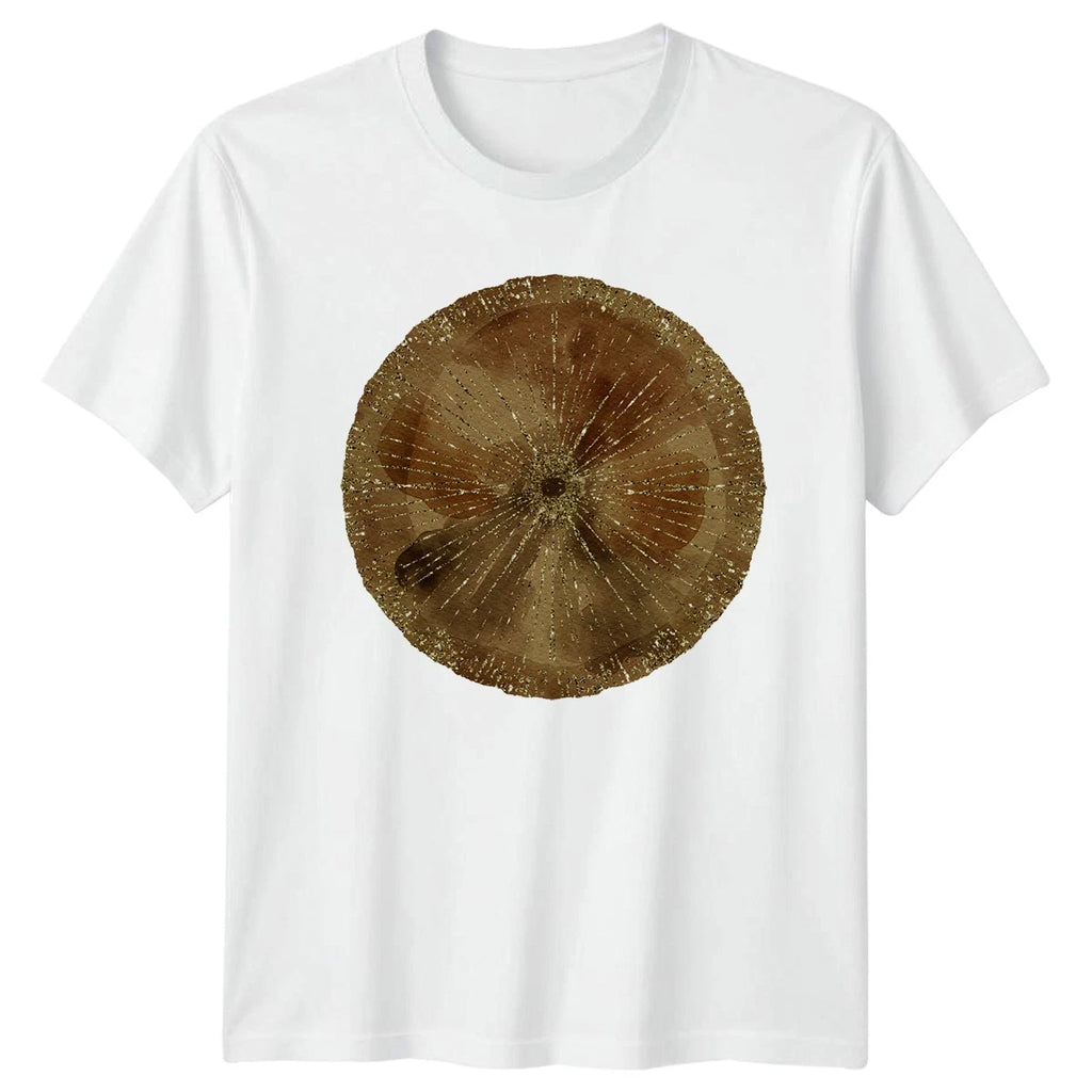 Brown Tan Watercolor Gold Glitter T-Shirt Boho Abstract Pattern