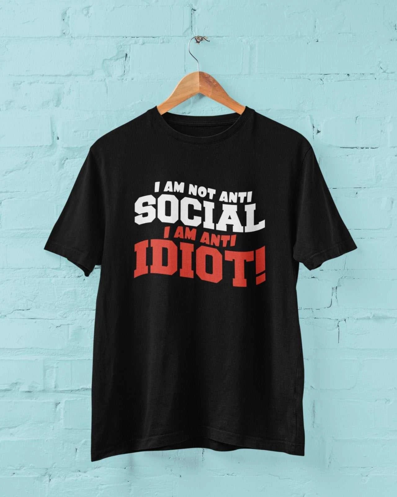 Funny Sarcastic Joke T Shirt I Am Not Anti Social I Am Anti Idiot Introvert Geek