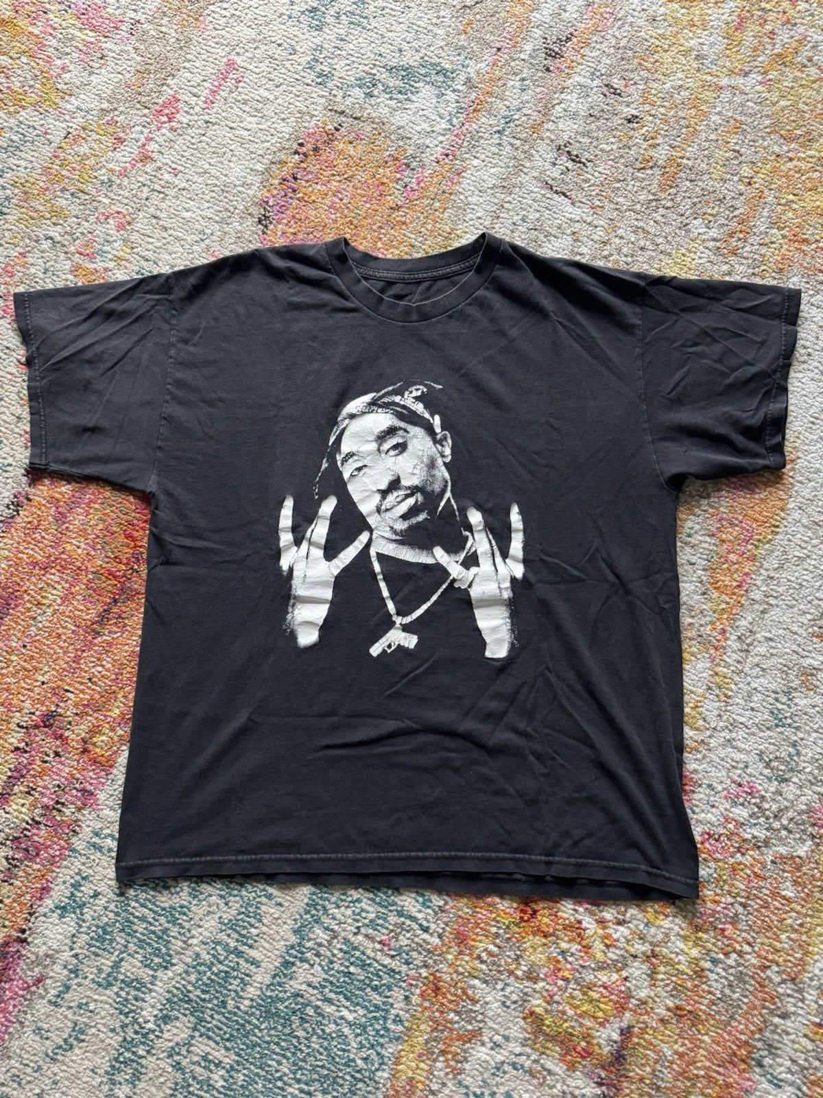 Y2K 2000s  Tupac Shakur 2Pac Tee Black  Shirt 2XL