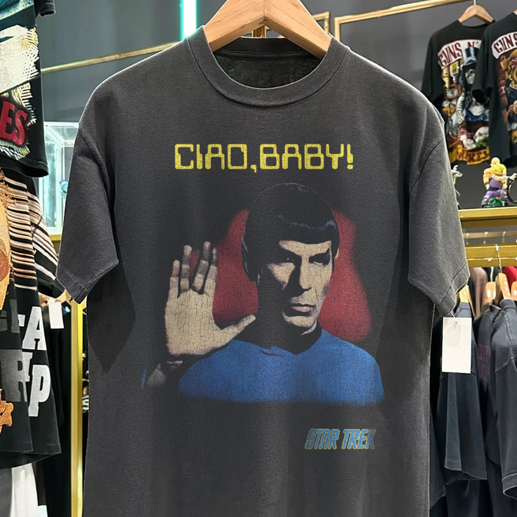 90s Spock 'Ciao, Baby!' Faded T-Shirt Black XL