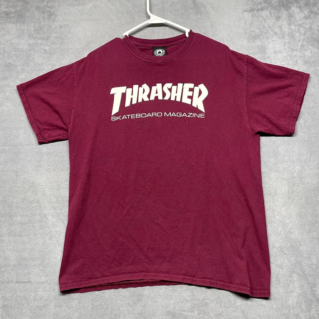 Thrasher Magazine Skateboard Y2K San Francisco T Shirt Mens L Red Graphic Cotton