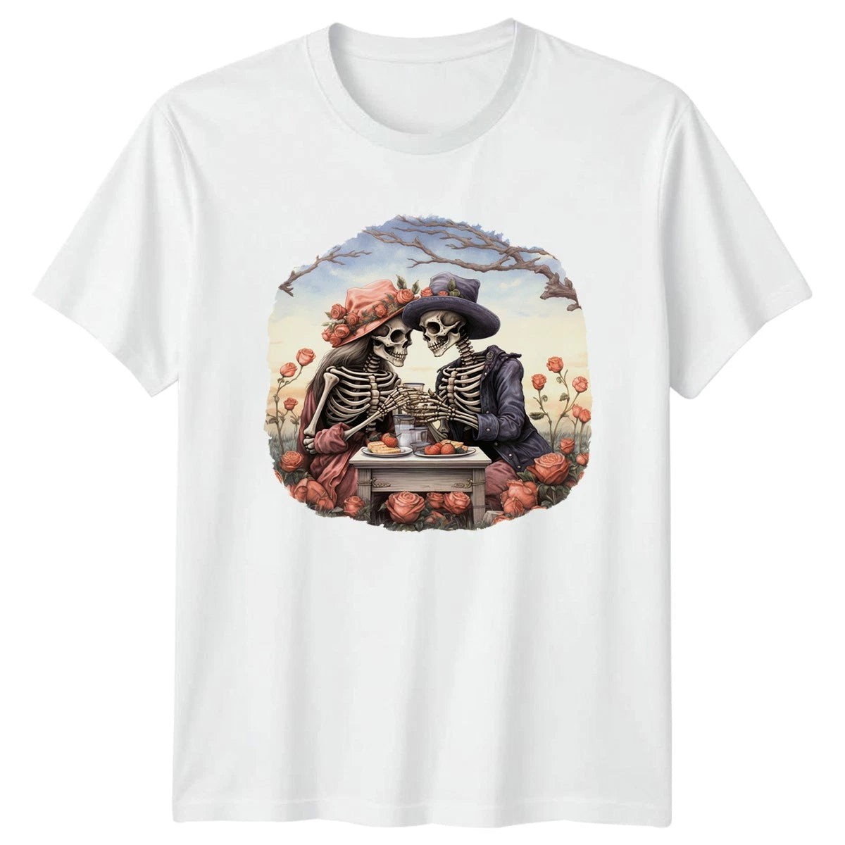 Eternal Love Tea Party Skeletons T-Shirt Skeleton Romance Gothic