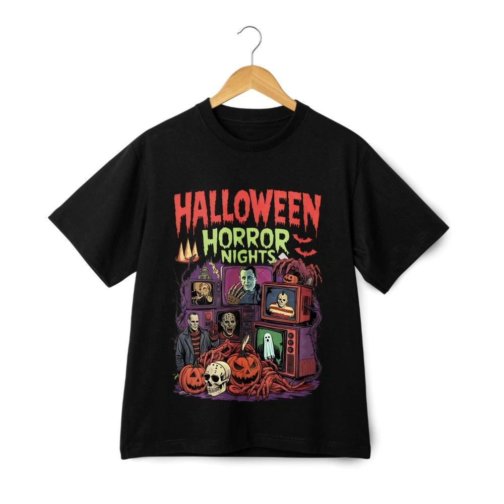 Halloween Horror Nights Cartoon T-shirt,Unisex Tee Casual Loose Short-sleeve Top