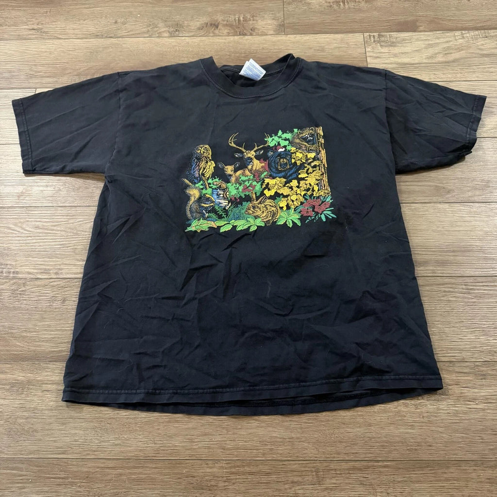Vintage Y2K Nature Animals Art Shirt Gildan XL