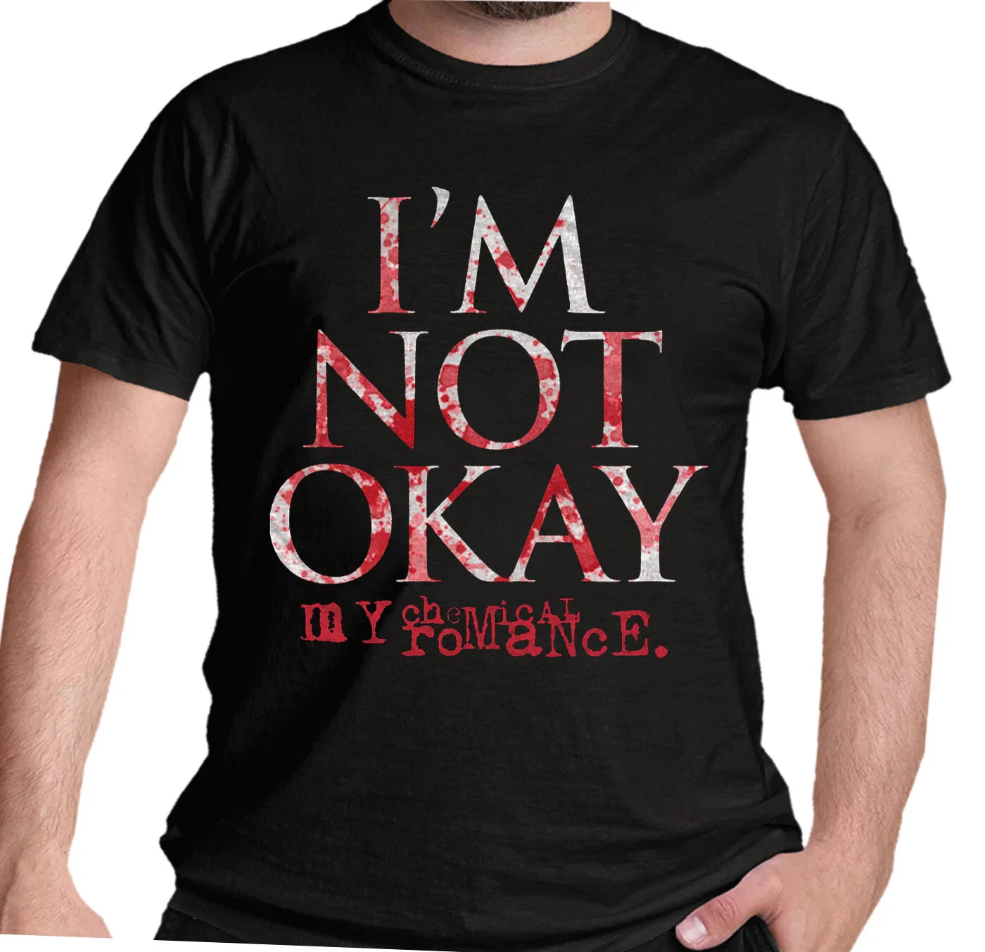 Official My Chemical Romance T Shirt Not OK Okay Black Pop Punk New Small to 2XL