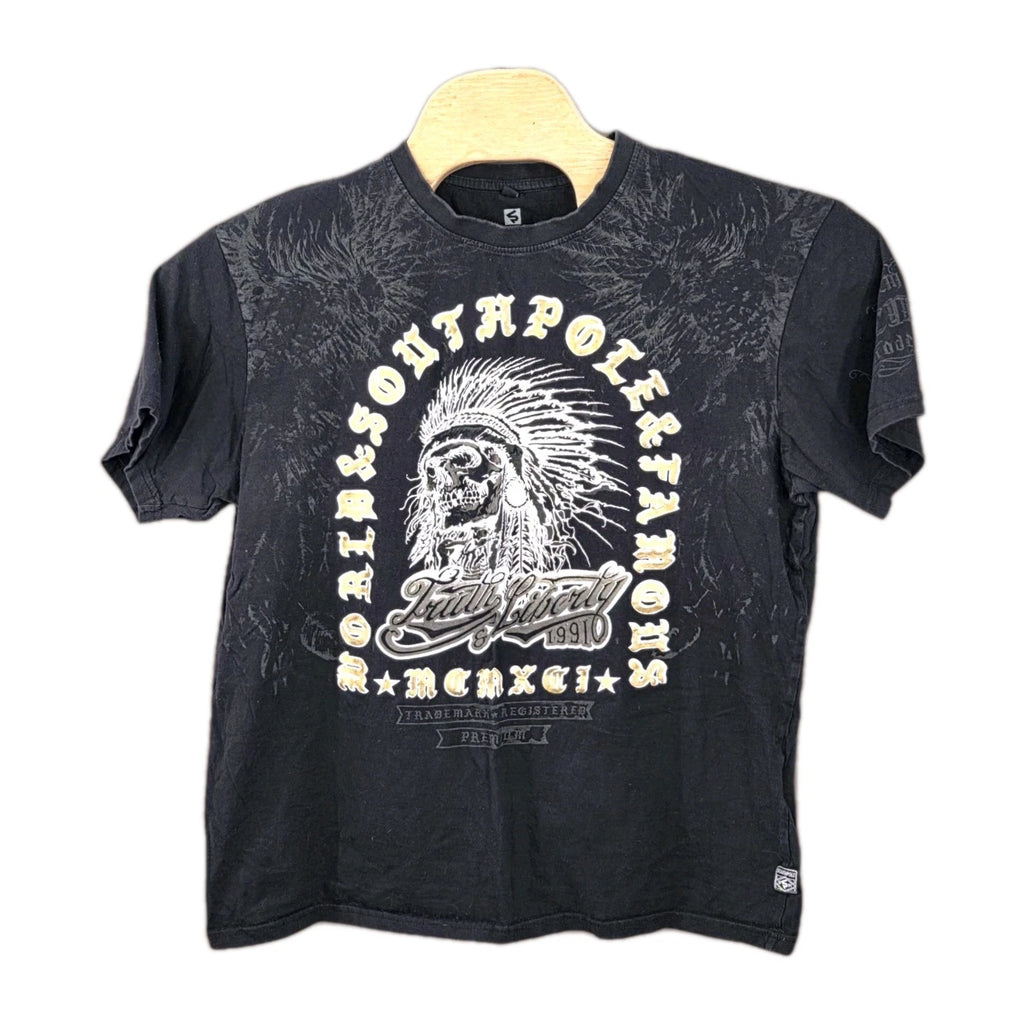 Vintage Y2K Southpole T-Shirt Mens XL Skull Headdress Graphic Tee Hip Hop Street