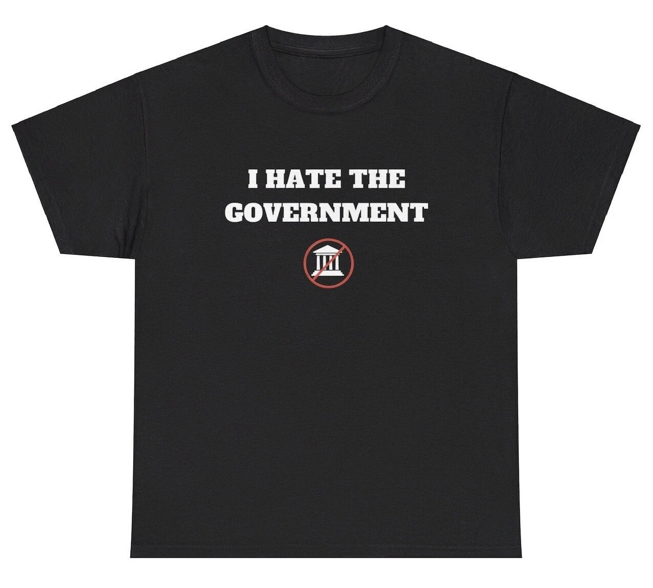 I Hate The Government T Shirt Funny Sarcastic Anti Political Unhinged Humor Tee