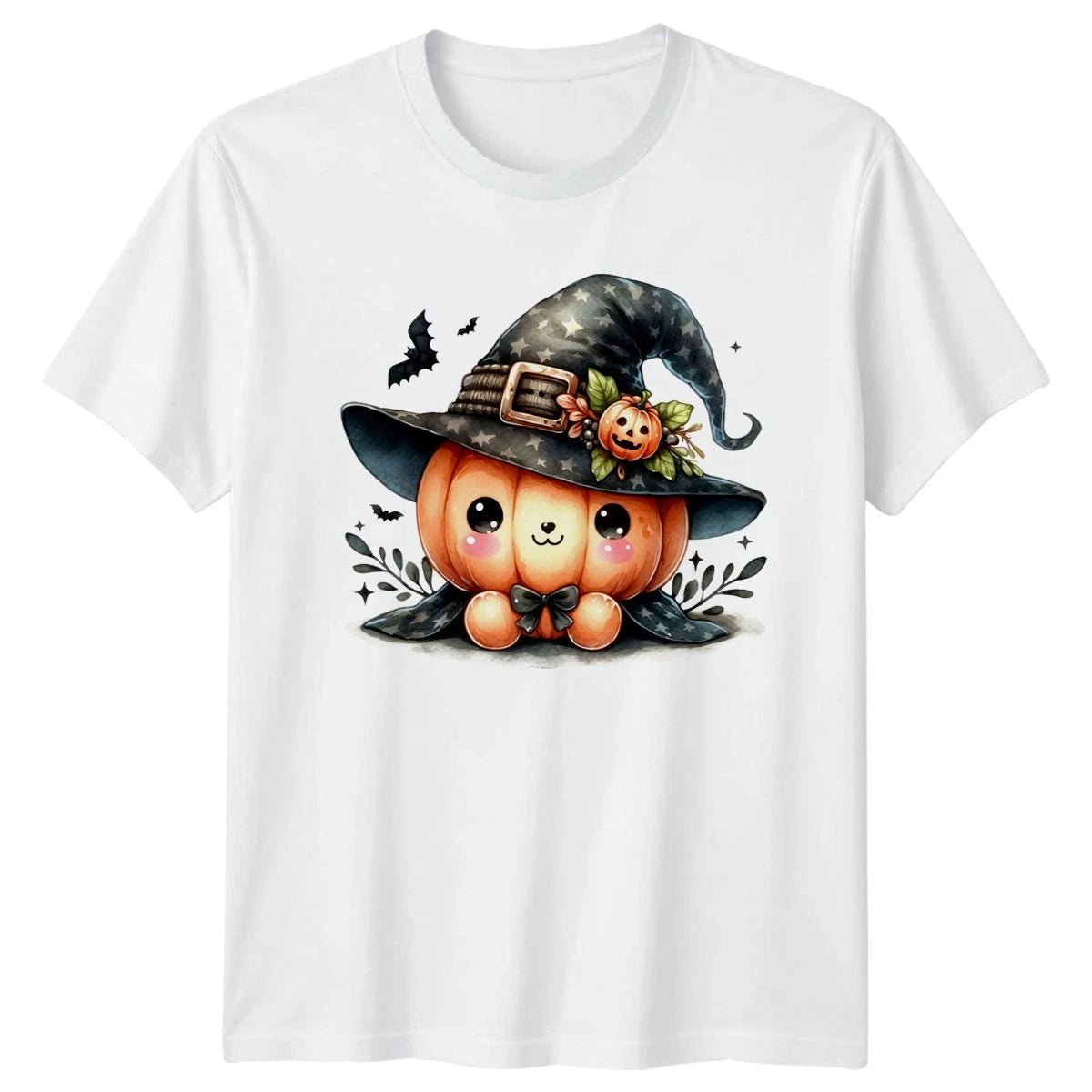 Cute Halloween Pumpkin Witch Womens T-Shirt Kawaii Halloween Gift For Her