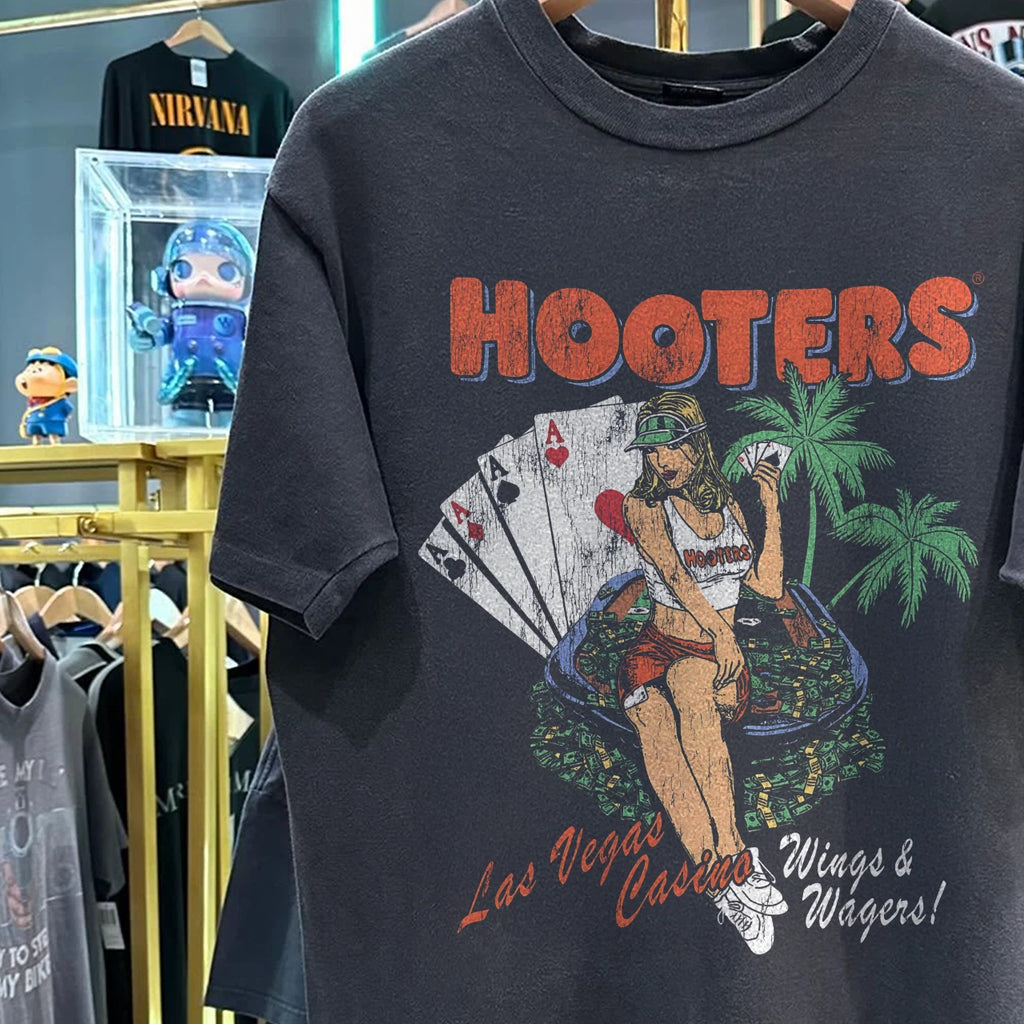 Y2K Hooters Wings And Wagers Las Vegas Classic T-Shirt Black XL