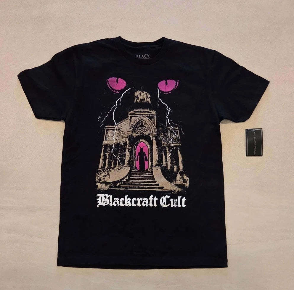 BLACKCRAFT Cult T-Shirt Black sizeL Gothic Occult Graphic Lightning Eyes New