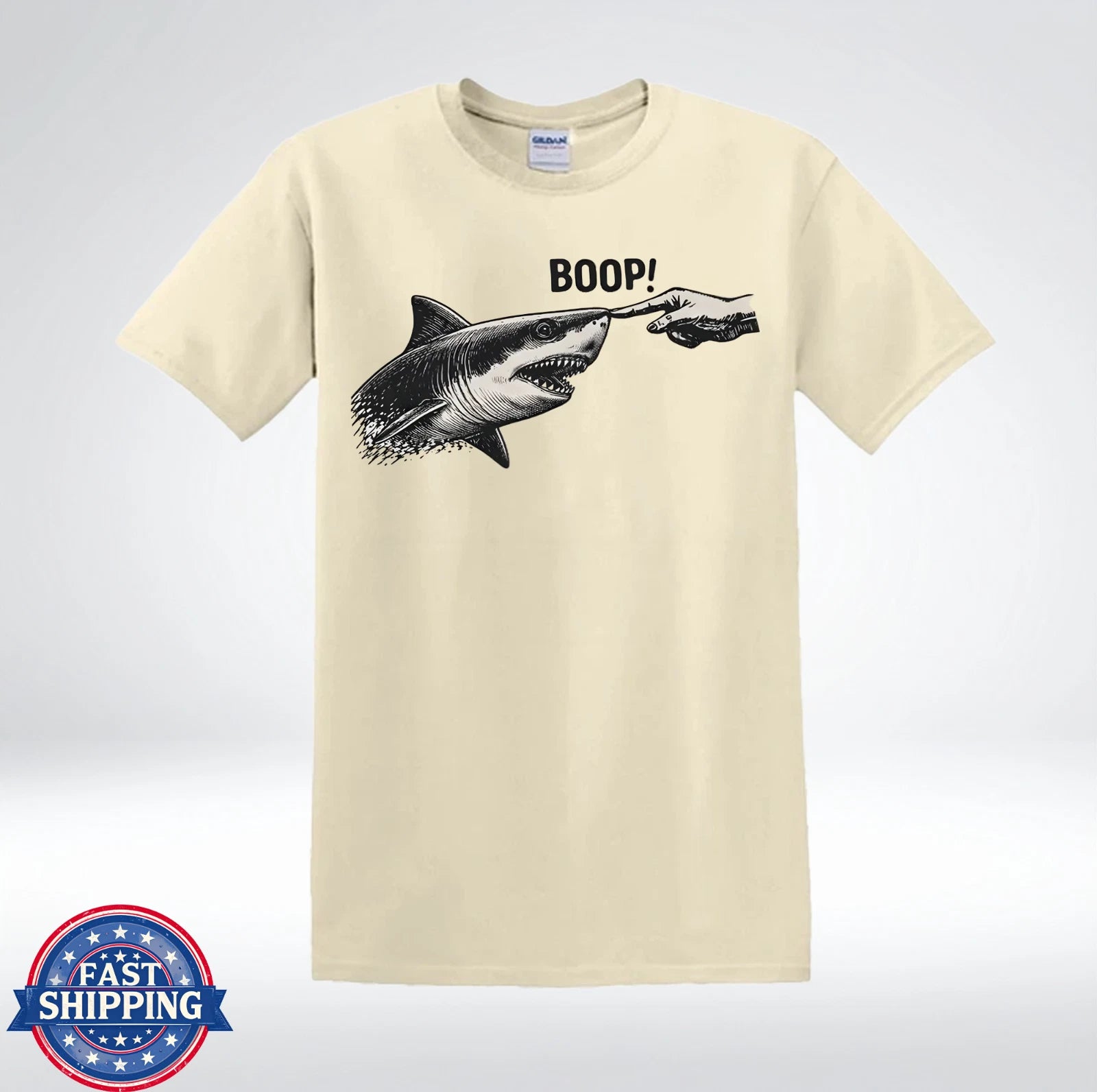 Boop Shark Funny Ocean Animal Meme Graphic T-Shirt
