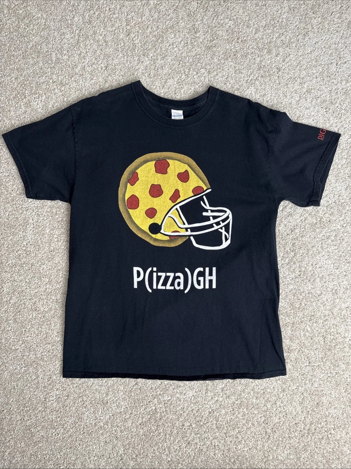 Pittsburgh Vintage Tee Pun P(izza)GH Digiorno Size Large Black Tee
