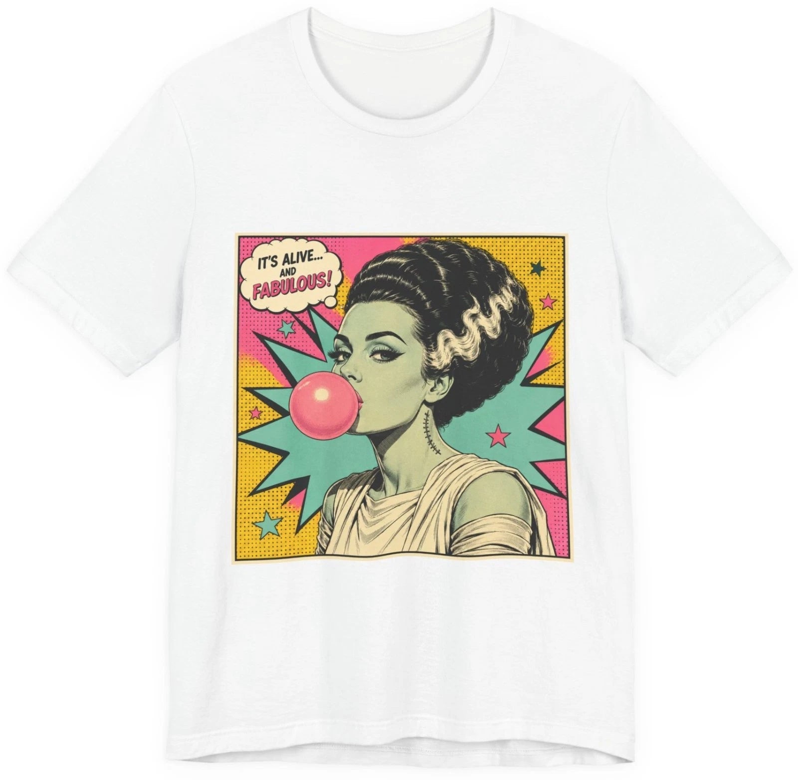 Retro Pop Art Monster Girl Bubblegum T-Shirt Portrait Vintage Colors Tee