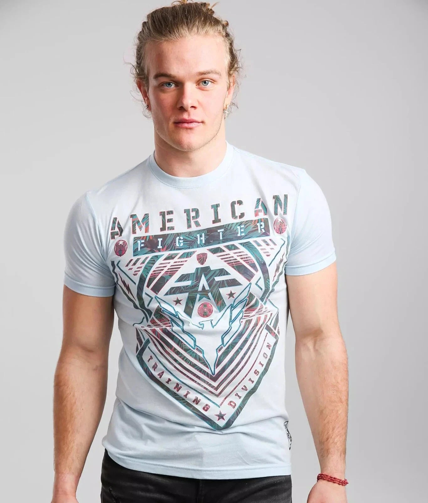 Mens American Fighter Wardell Blue Clear Water Tattoo MMA Y2K T-Shirt Tee S-4XL