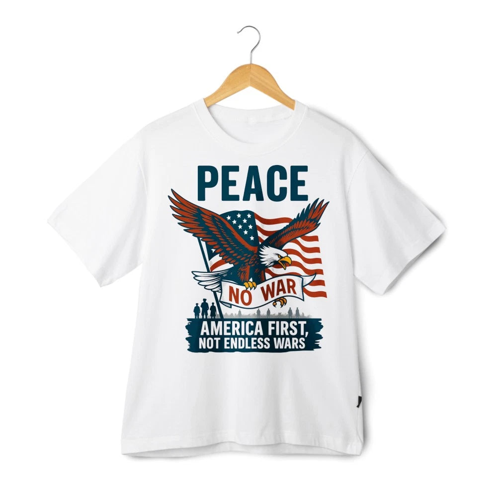 Peace No War T-Shirt Unisex Soft Cotton American Eagle USA Flag Patriotic Tee