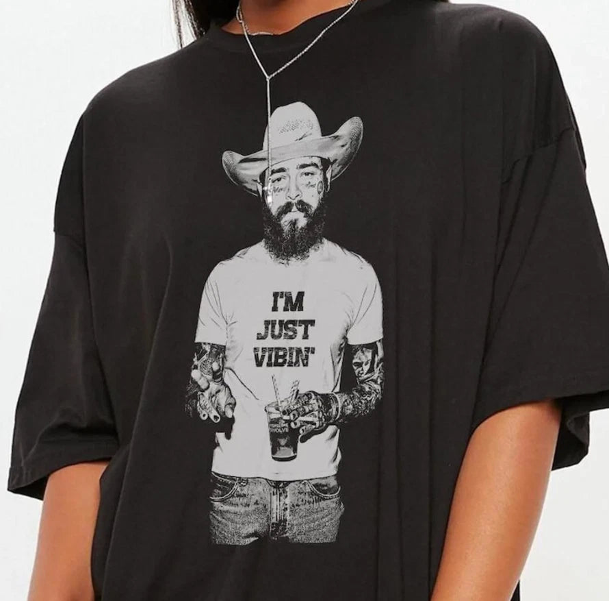 Post Malone Music Western Shirt, Posty Im Just Vibin, Trendy Tour Posty