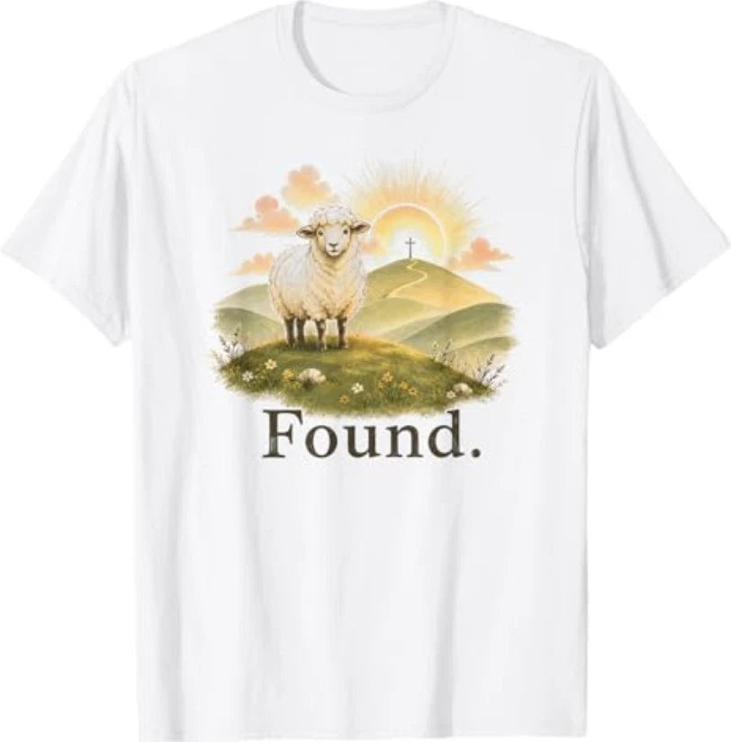 Found Minimalist Sheep Christian Psalm 23 Lamb Christian Tee T-Shirt