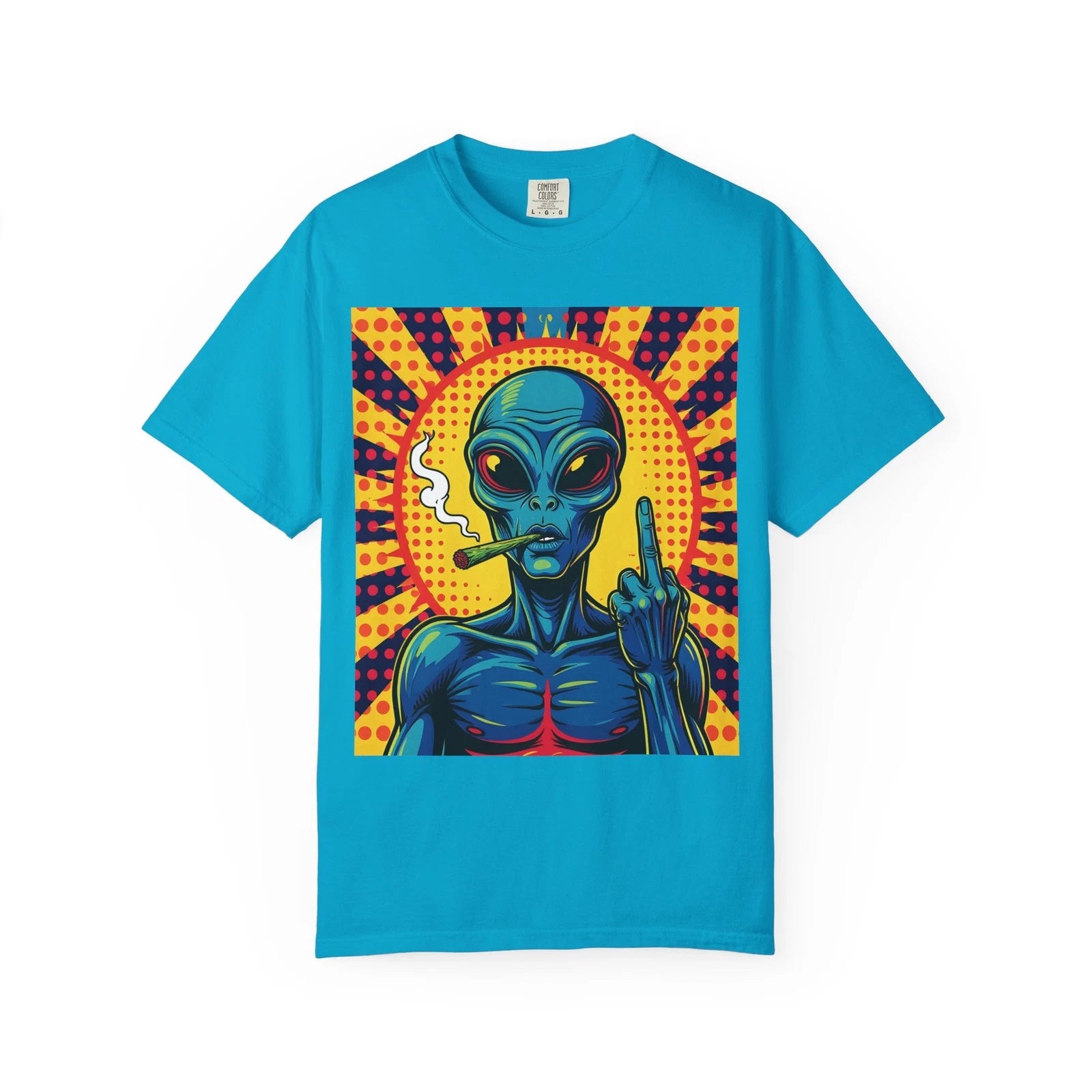 Smoking Alien Illustration T-Shirt | Retro Pop Art