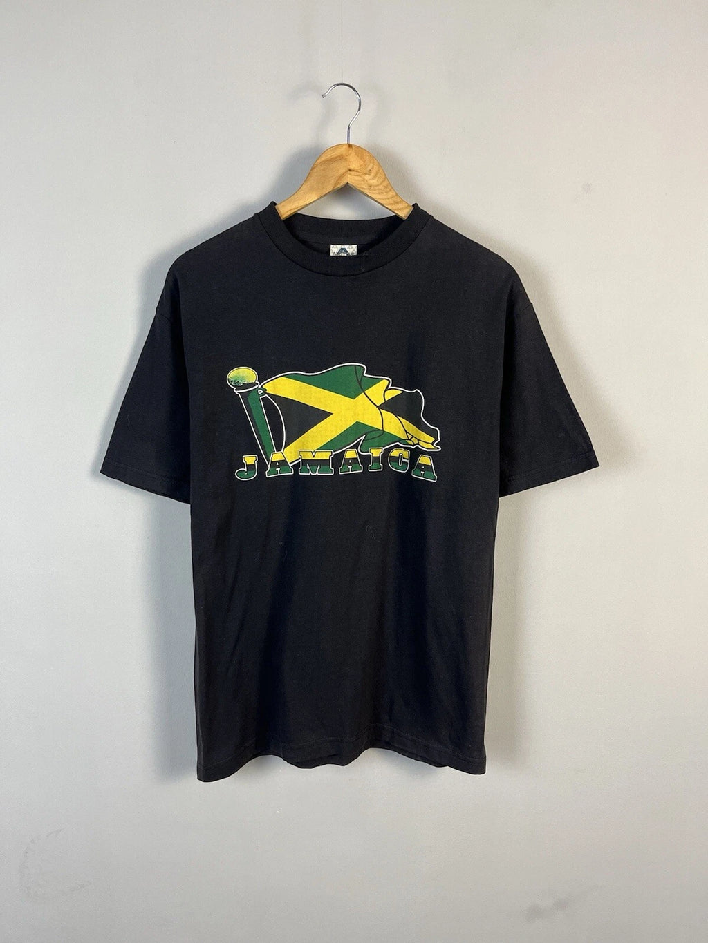 Jamaica Vintage Y2K Big Logo Men's Black Tee Shirt Made in USA Size M