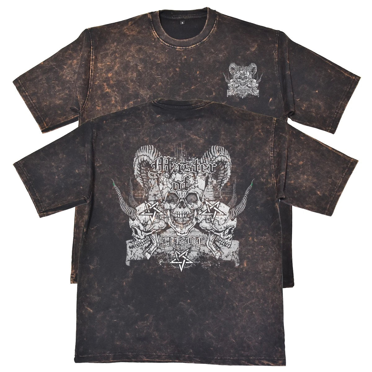 Master Of Hell Mens Rust Heavyweight 240gsm Vintage T-Shirt Goth Gift For Him