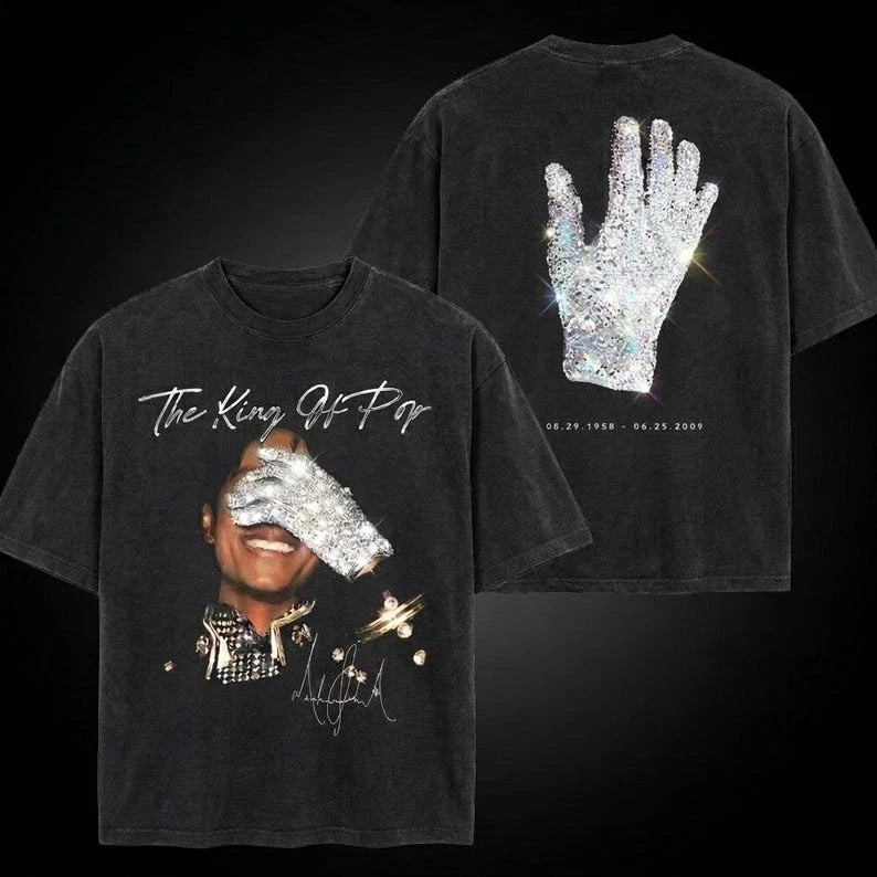 King of Pop 2 Sides Tee, Michael Jackson 90s Styles T Shirt, Michael Jackson Mov