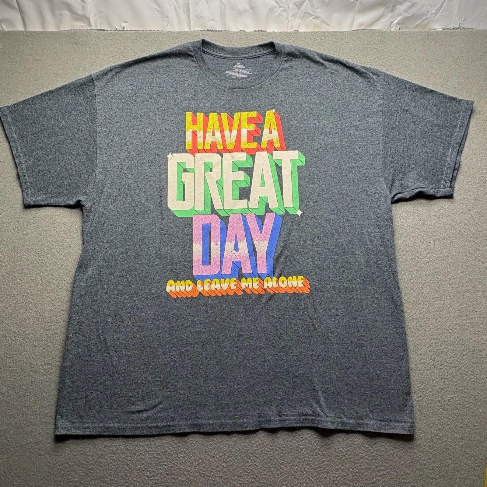 Big Men T-Shirt Cotton Blend 2XL Sarcastic Graphic Retro Humor Gray