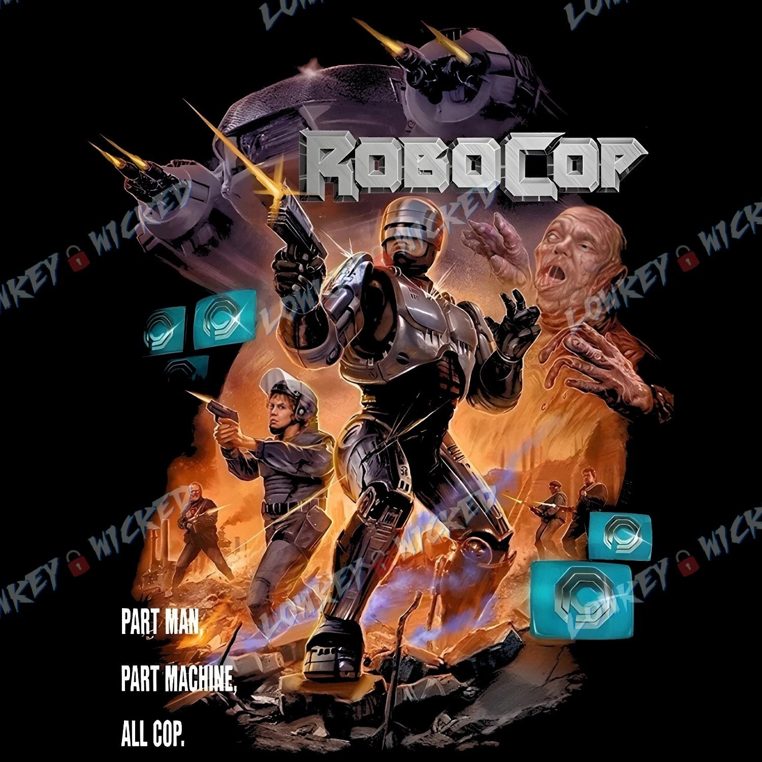 RoboCop Movie Graphic T-Shirt | Retro Sci-Fi Action Poster | Cult Art Tee