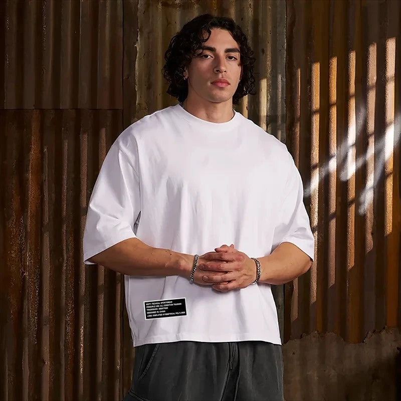 Men's Cotton Heavyweight Oversized Boxy Style Casual T-Shirt Summer Streetwear