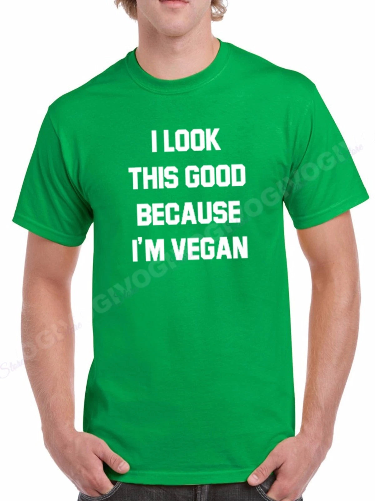 Men's I Look This Good Because I'm Vegan T Shirt Vegetarian Organic Veggies Tee