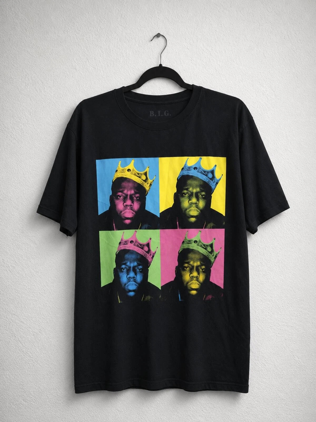 Biggie Smalls Black Pop Art Crown Graphic T Shirt Hip Hop Rap Unisex B.I.G. XL