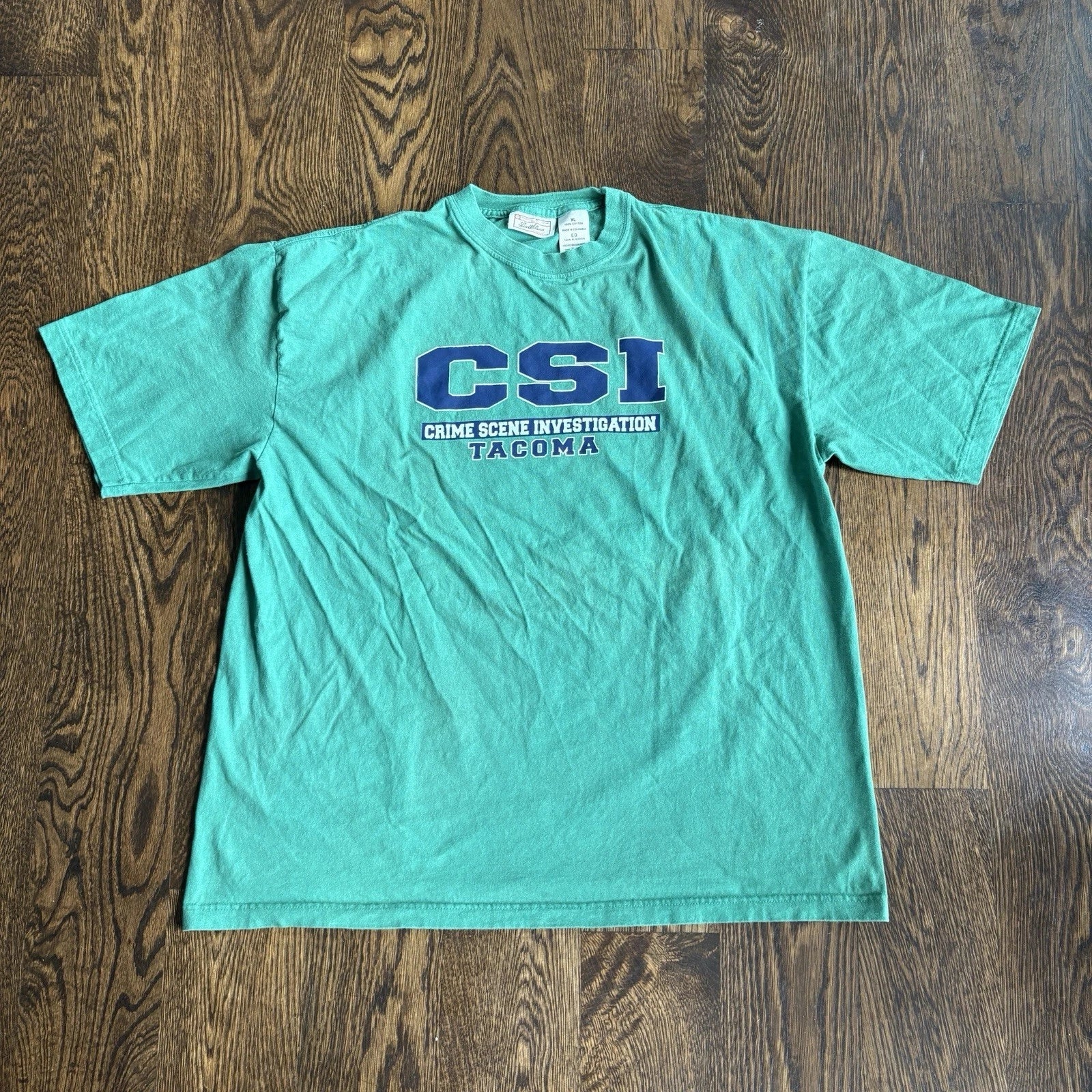 Vtg 2003 CSI Crime Scene Investigation Tee Tacoma Mens XL Green Levi Signature