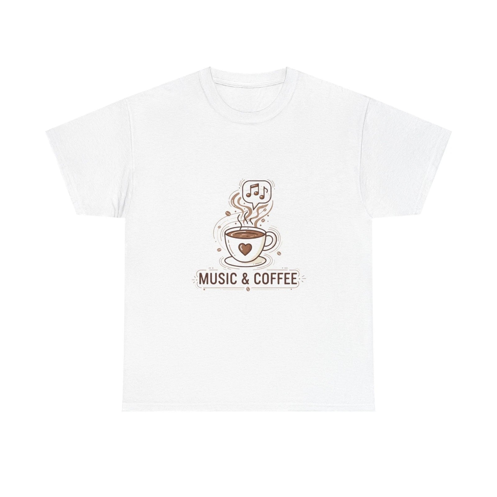 Music & Coffee Illustration T-Shirt | Coffee Cup Skull Design