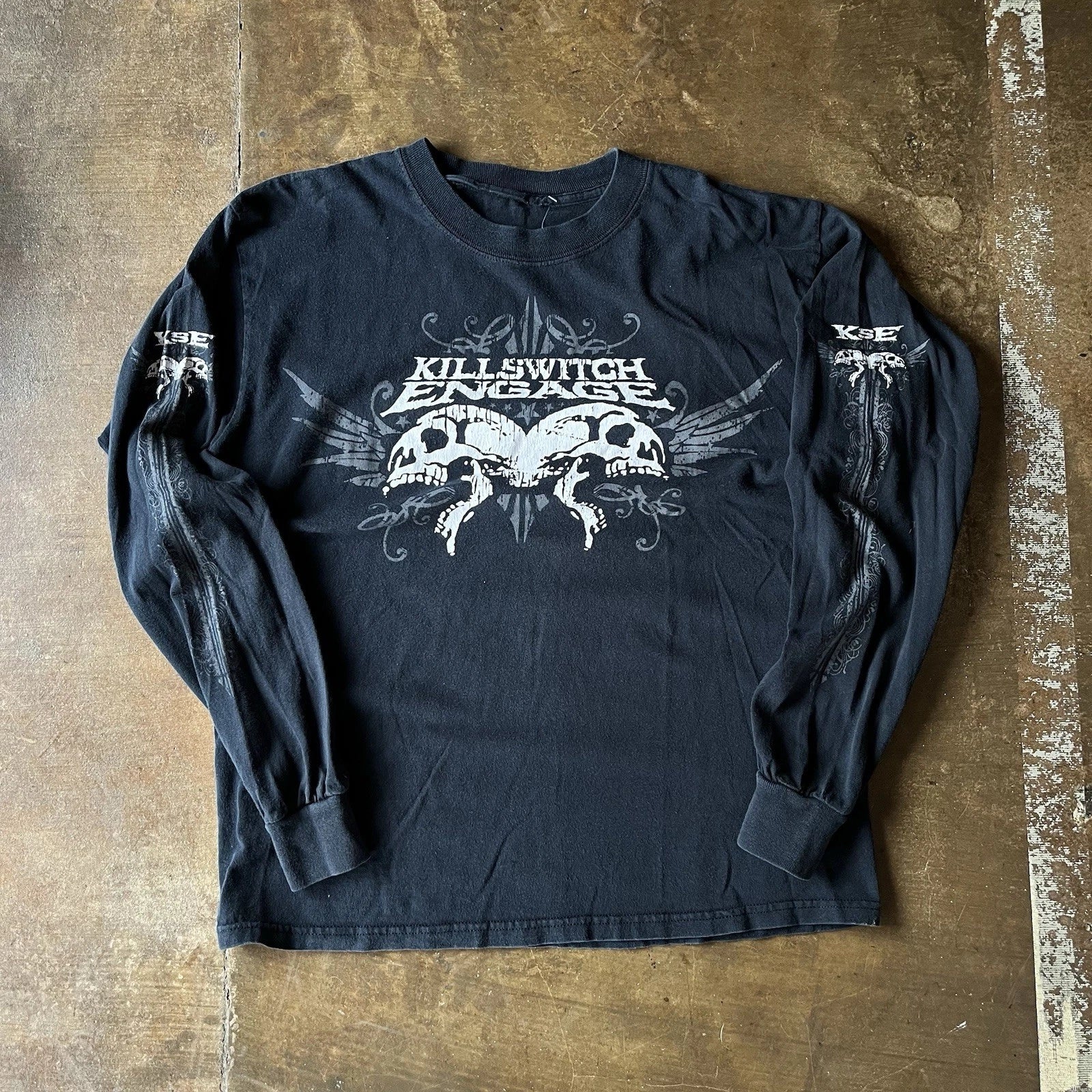 Vintage Killswitch Engage Y2K Long Sleeve Skull Grunge Graphic Tee Large L Goth