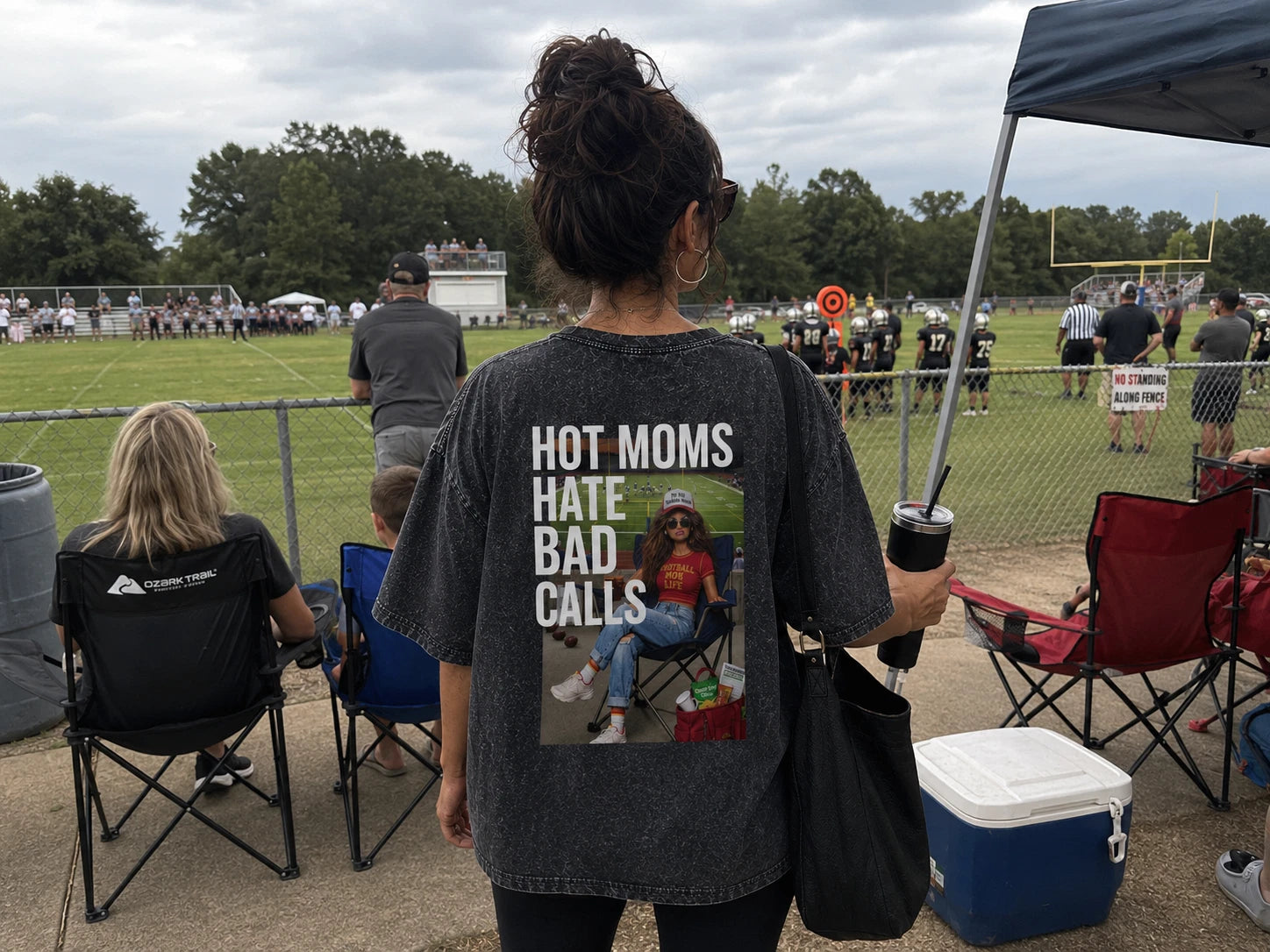 Hot Moms Hate Bad Calls™ Unisex Graphic Football Mom  T Shirt Funny Meme Humor