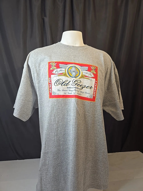 2XL Men's Tshirt, Funny Gray Top Tee, Old Geezer Graphic. Old Man Gag Gift Aging